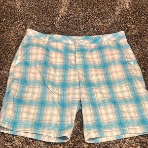 Fila Blue and Cream Flat Front Shorts